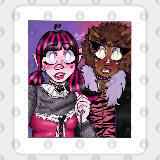 Draculaura and Clawdeen taking a picture Sticker by Shard Art